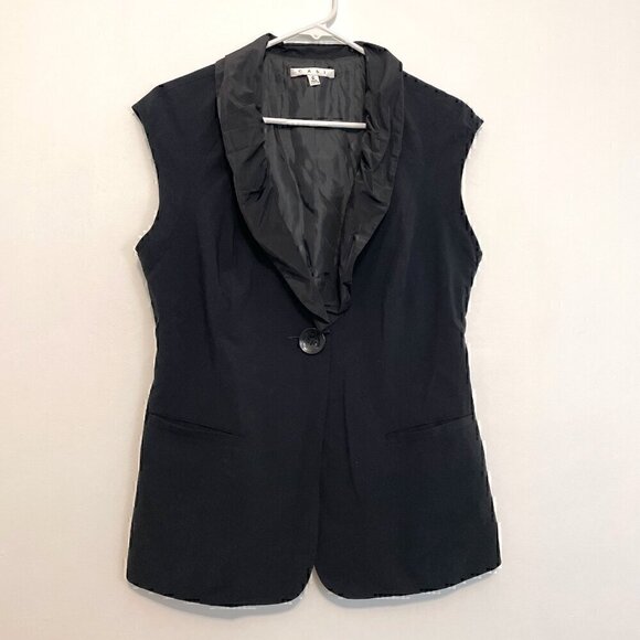 CABI Tuxedo Dinner Vest 917 Black Sleeveless Mixed Media Single Button Jacket 6 - Picture 2 of 13